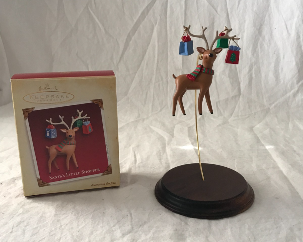 2005 Hallmark Christmas Keepsake Ornament Santa's Little Shopper Reindeer Bags