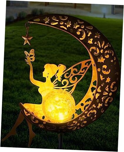 Solar Garden Fairy Moon Light Stake for Outdoor Decor