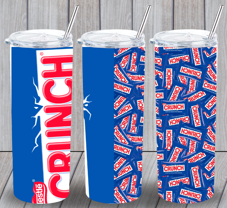 Nestle Crunch Candybar Multicolor 20oz Insulated Tumbler Lid Plastic Straw New