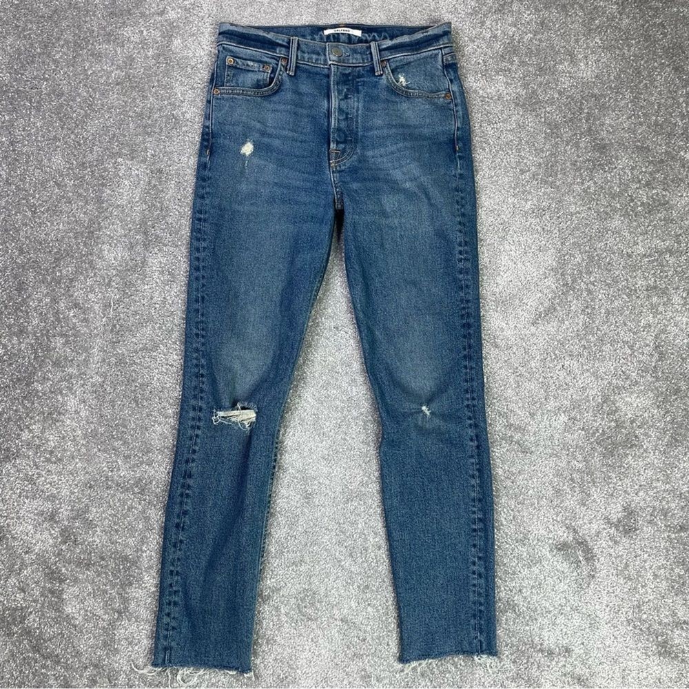 GRLFRND Karolina Jeans Women's 26 Blue Skinny Crop High Rise Dark Denim Stretch