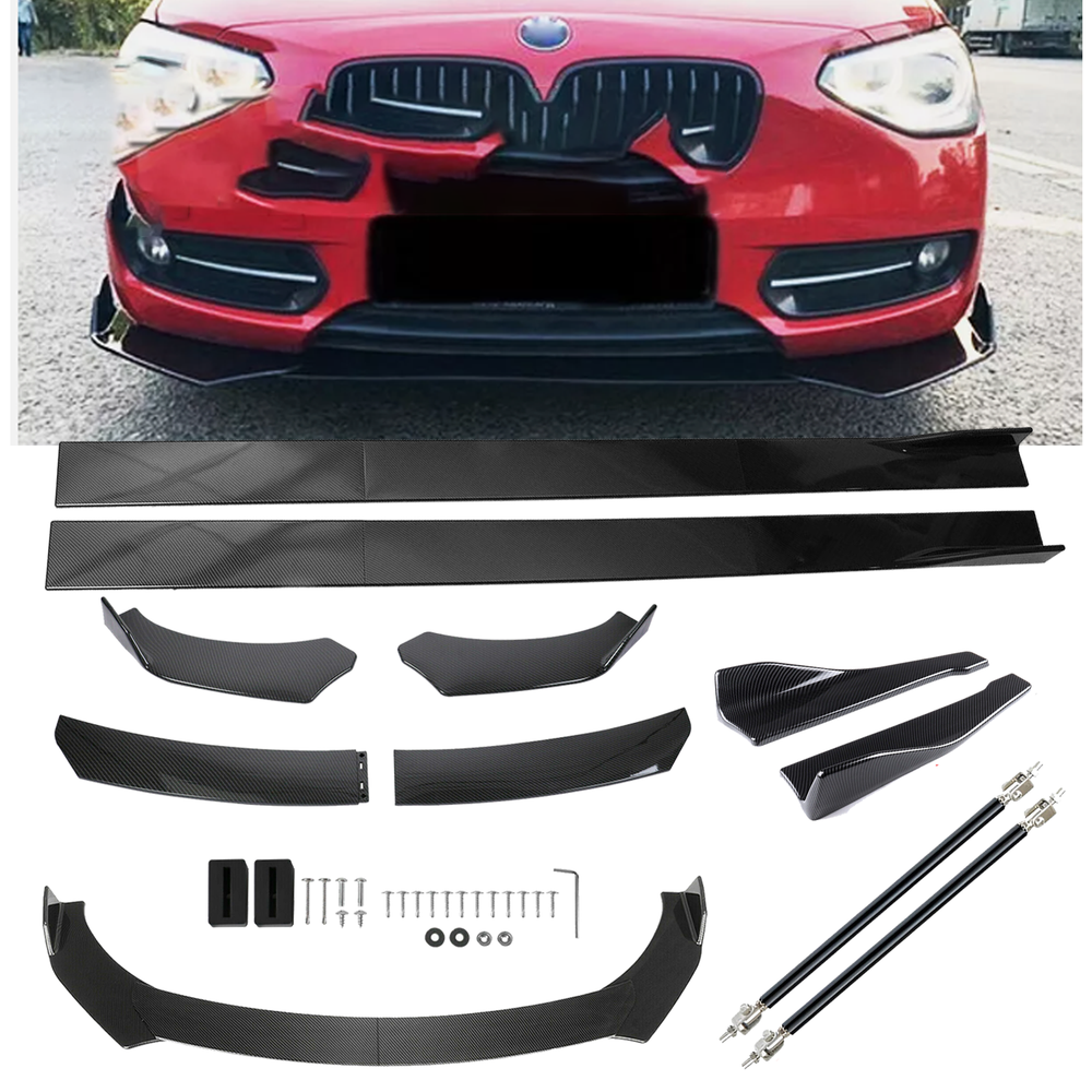 Front Lip Chin Bumper Side Skirt For 1 Series 118i 118d 120i 120d Carbon Fiber
