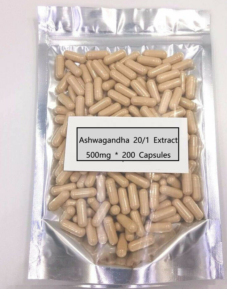 Ashwagandha Extract 20:1 Capsules, 500mg *200 pills per bag