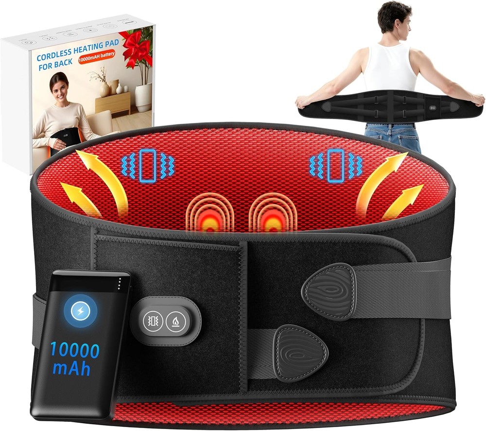 Portable Heating Pad & Massager - 3 Heat Settings, 3 Vibration Levels, 10000mAh