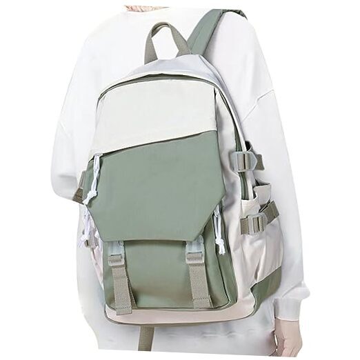 Lightweight Casual College Laptop Daypack in Gray Green White  