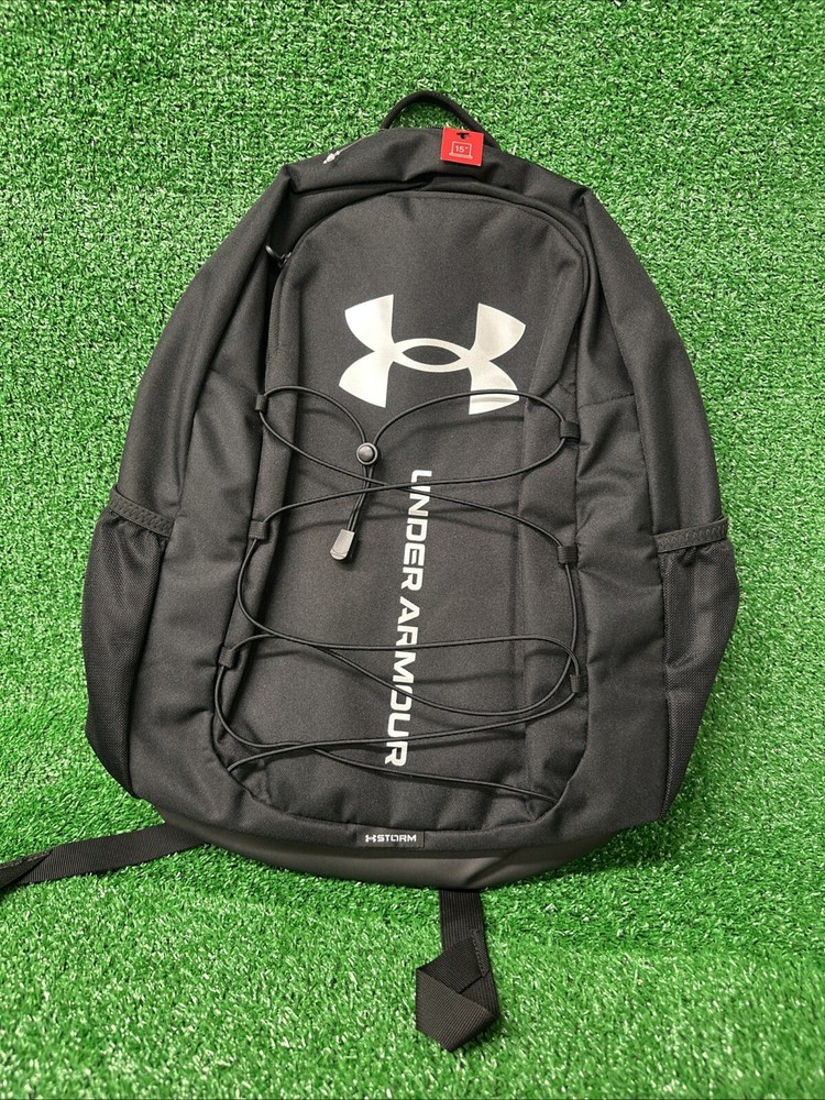 Under Armour Hustle Sport Backpack for Men Women in Black Silver