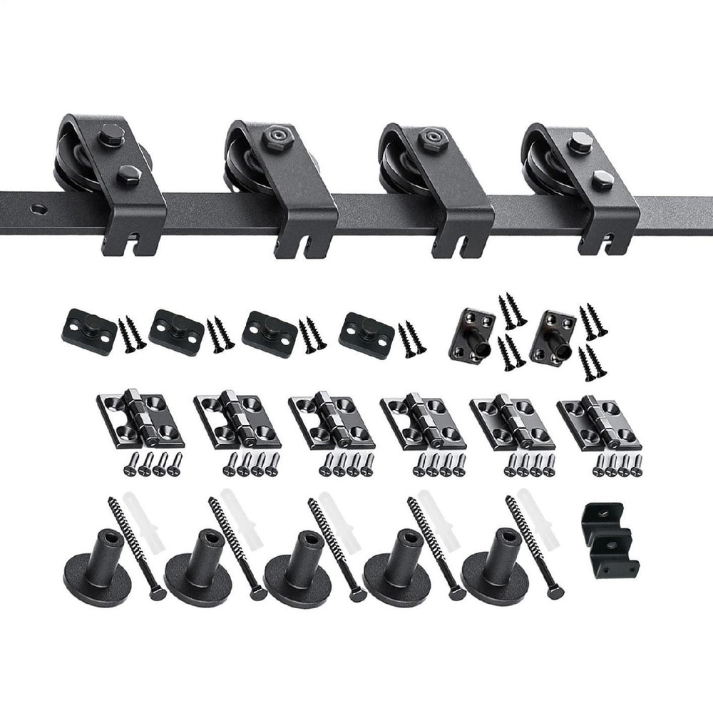 52in Bifold Sliding Door Track,Sliding barn door hardware kit,Black,Brand New--
