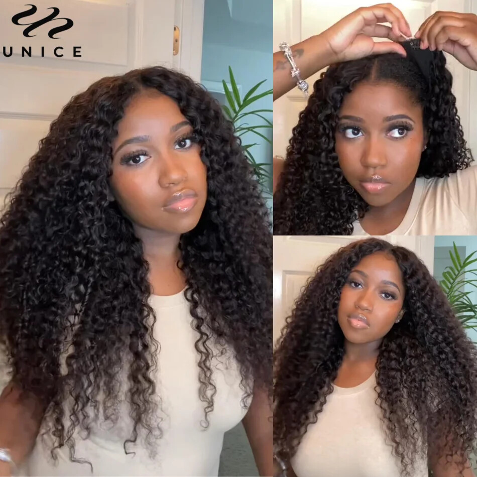 Curly V-Part U-Part Glueless No Leave-Out Human Hair Wig