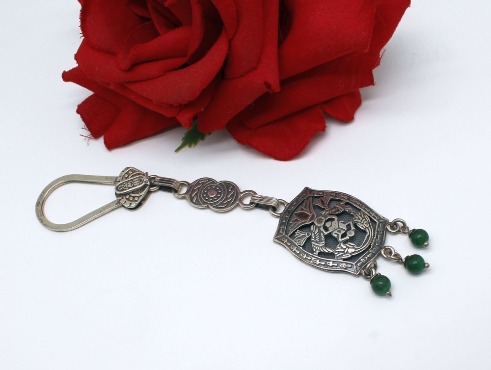 Gorgeous Sterling Silver Beaded Key Chain  Cat RESCUE