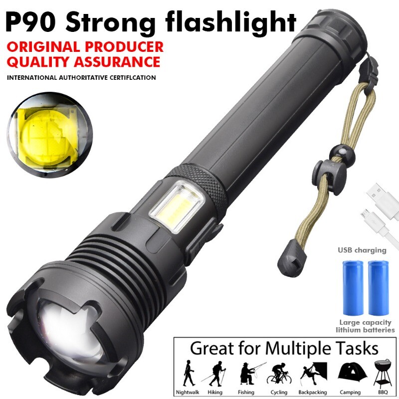 Super Bright Zoom Tactical LED Flashlight Rechargeable Emergency Lamp Waterproof