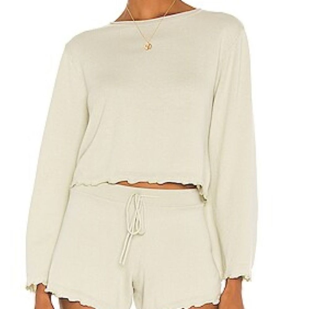 Lovers and Friends Mica Long Sleeve Lettuce Hem Top in Size Medium for Women