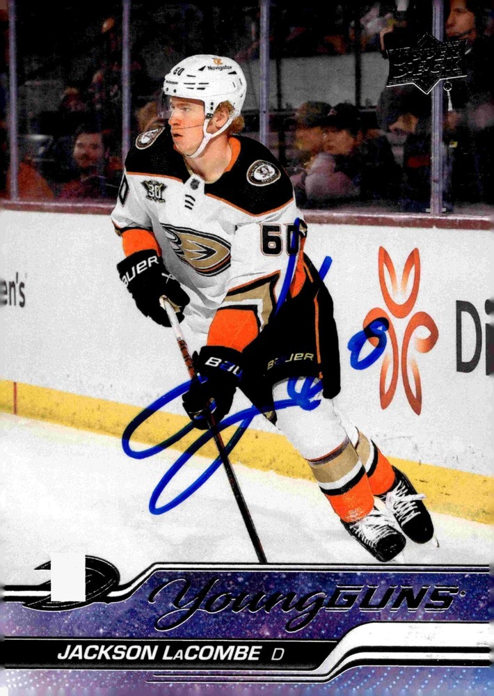 Jackson LaCombe - Signed 2023-24 Upper Deck Series 2 Young Guns RC #456