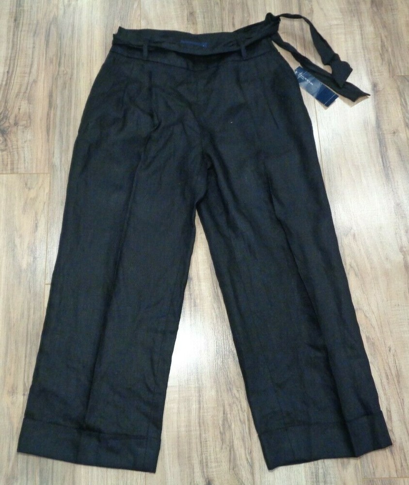Jones New York Womens Black Linen Pleated Pants Size 4