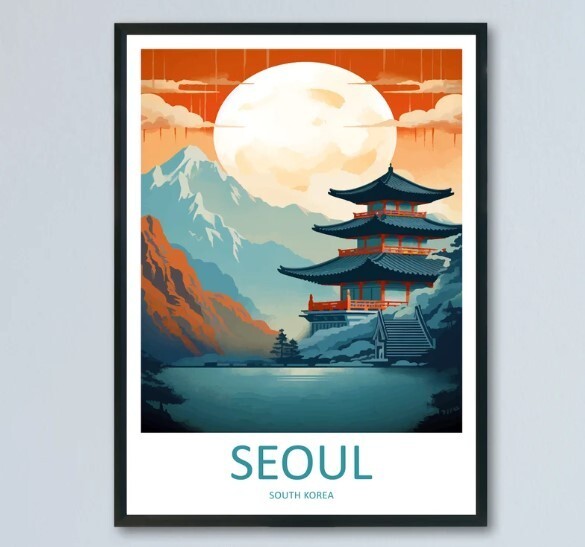 Seoul Travel Print Wall Art Seoul Wall Hanging Home