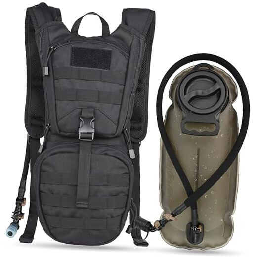 Tactical Molle Hydration Backpack with 3L TPU Water Bladder in Durable Black Design