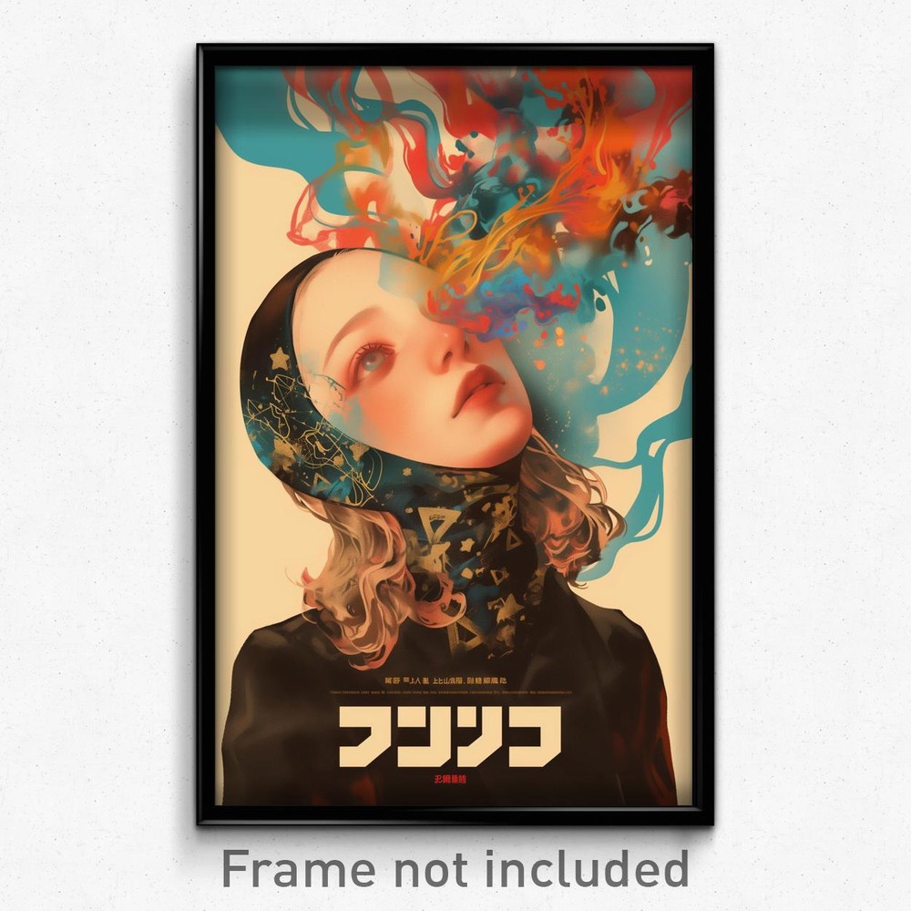 Hebrew Art Print - Girl in Black Headwear, Expressive Gaze