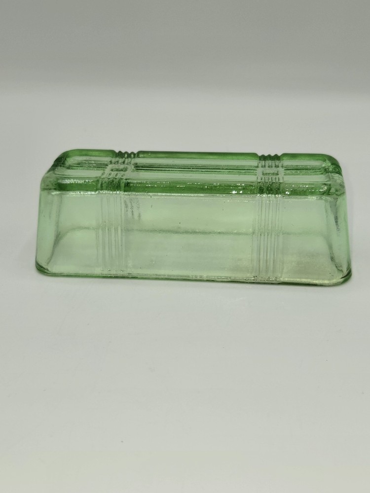 Vintage Hazel Atlas Green Depression Glass Butter Dish Lid 5.5” Criss Cross