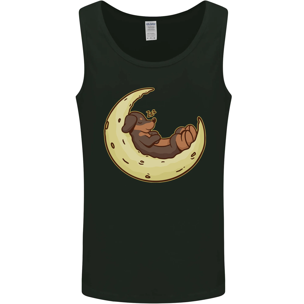 Dachshund Dog Moon Mens Vest Tank Top