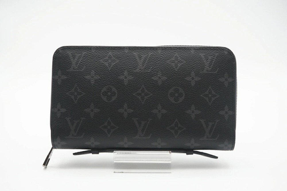 LOUIS VUITTON Eclipse Zippy XL Wallet Black Gray Coated Canvas M61698