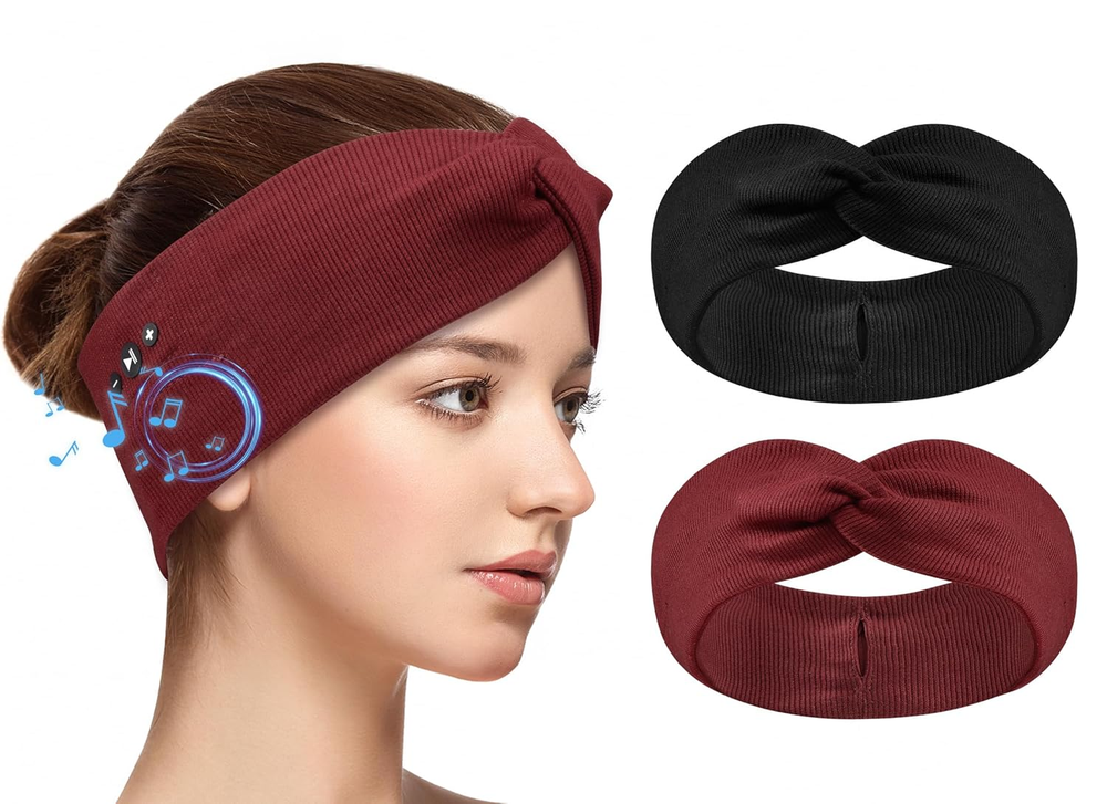 Bluetooth Headband Headphones 2-Pack with Thin HD Speakers for Women