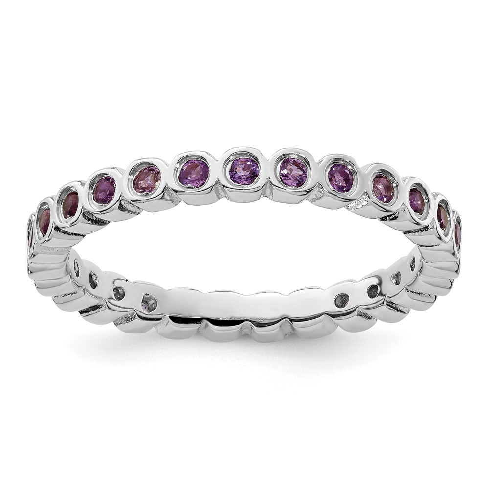 925 Sterling Silver Stackable Expressions Amethyst Ring Size 5