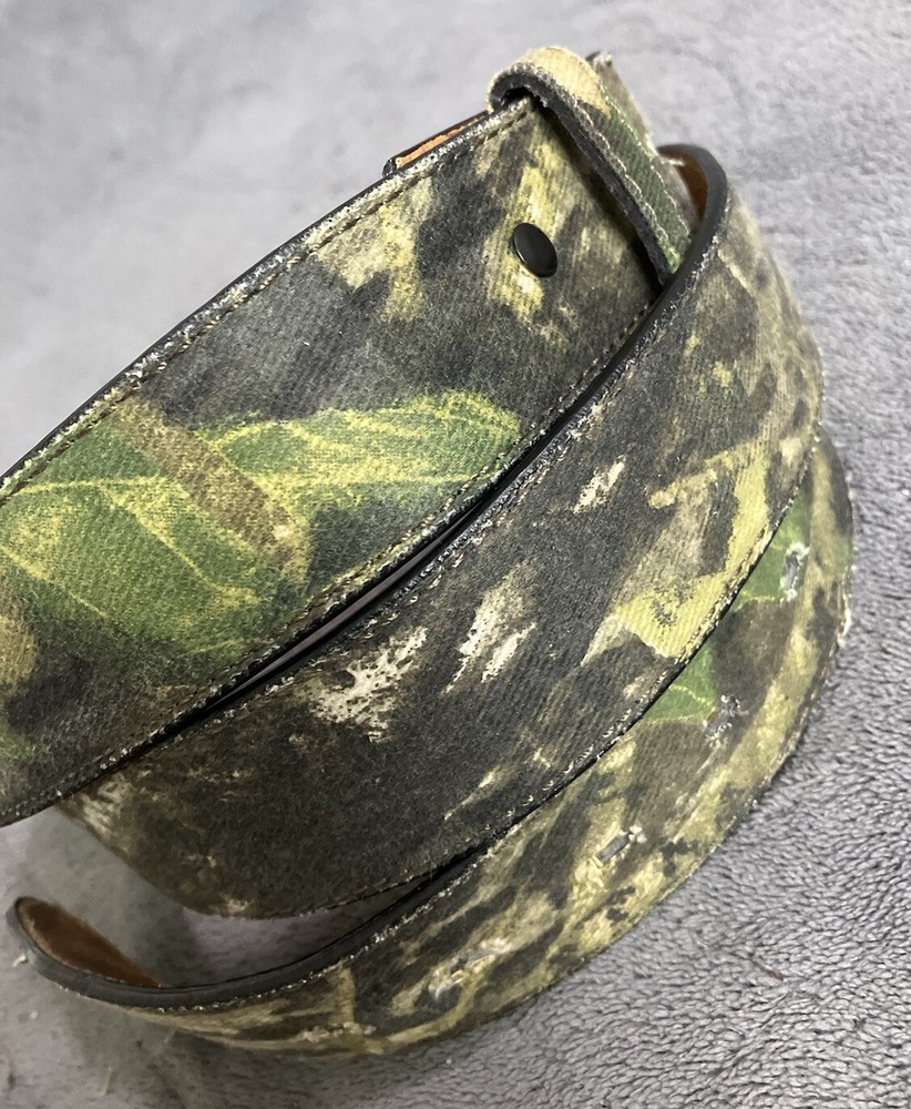 Camo Belt Men’s 42 Leather Twill Fabric Camouflage Hunting Western Work