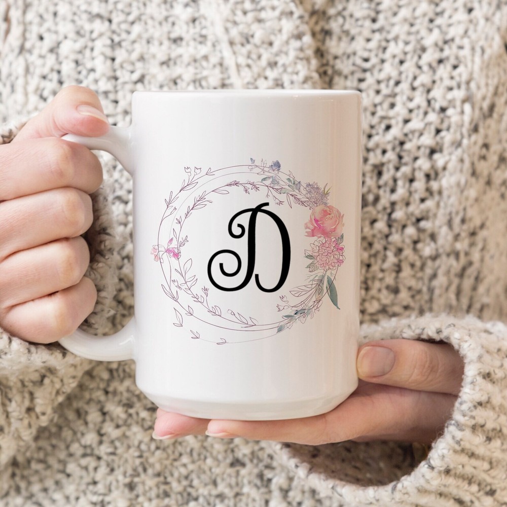 Bridesmaid Gift Engagement Gift Monogrammed Soft Floral Mug Personalized Initial