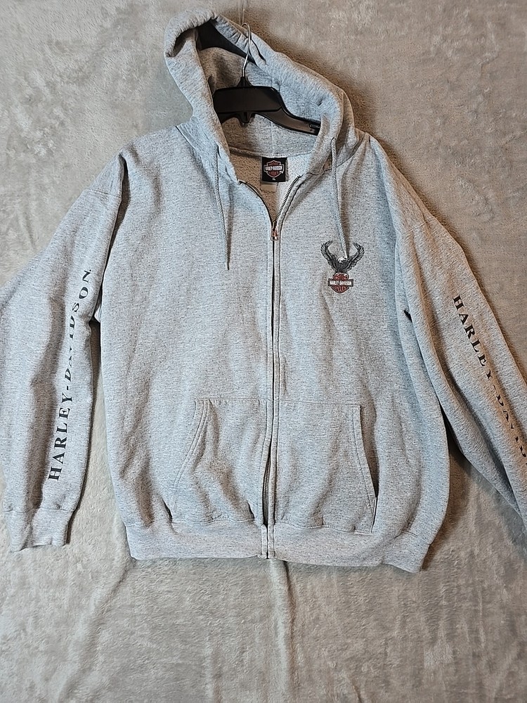 HARLEY DAVIDSON Men's Gray Zip-up Hoodie Size XL, Cincinnati, Ohio