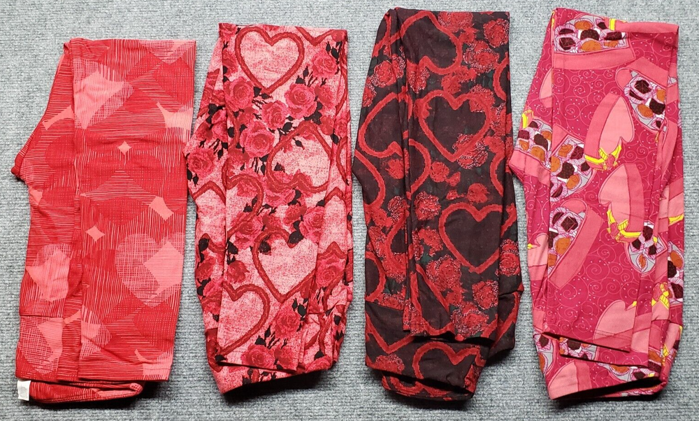 LuLaRoe Valentine Womens Multicolor One Size Leggings Lot of 4 New