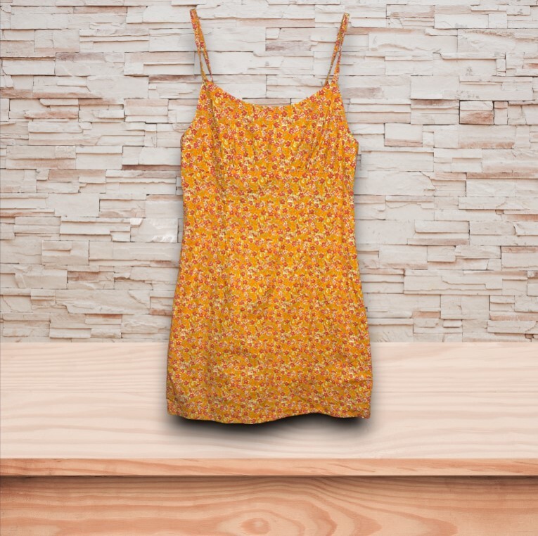 Wild Fable Orange Floral Mini Dress Smocked Open Back Cotton Size Small NWT