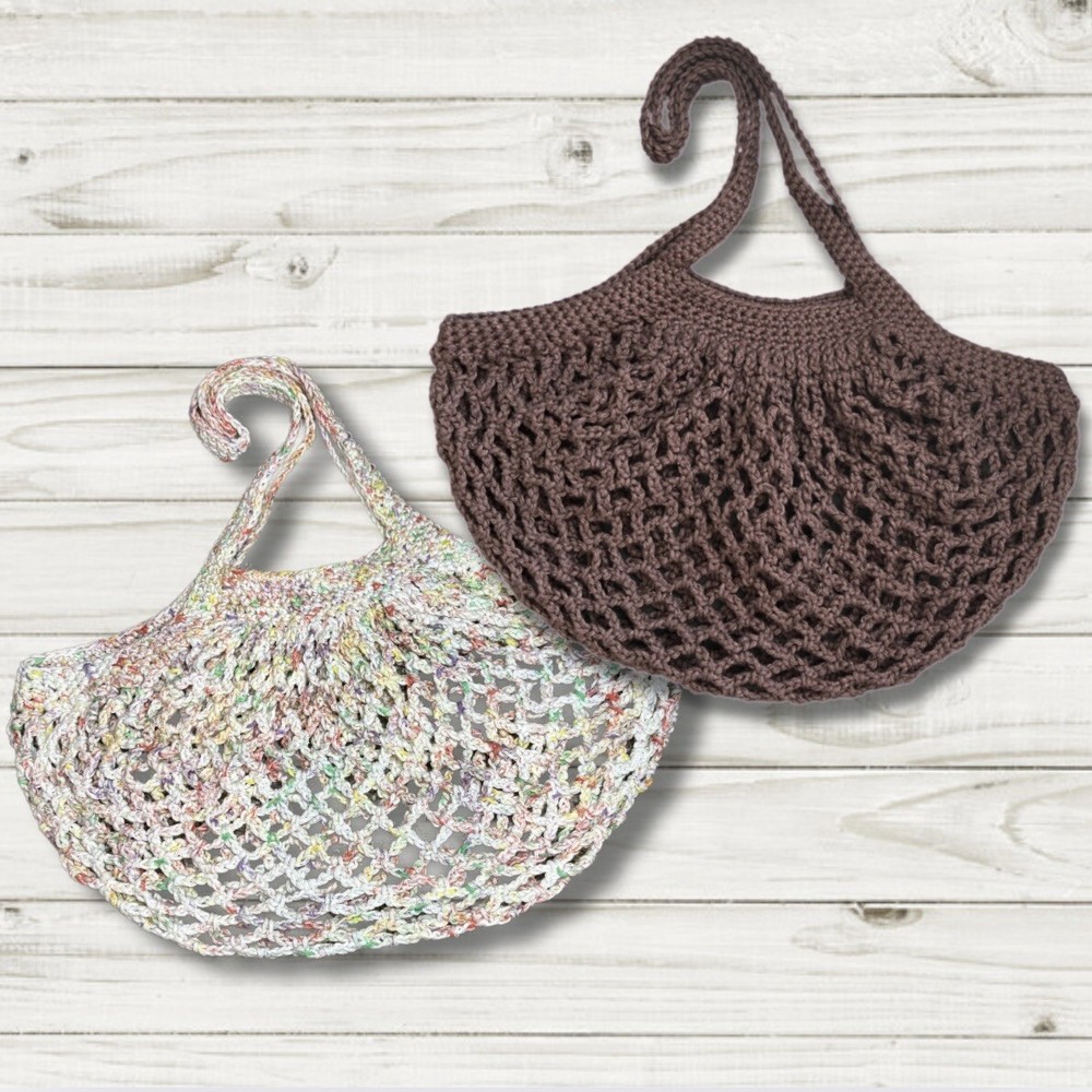 Custom Reusable Mesh Market Bag, Handcrafted With 100% Cotton Yarn, Choose Color