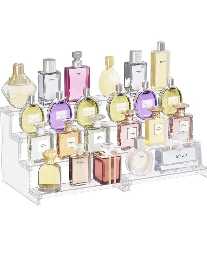 Lifewit 4 Tier Perfume Stand Organizer for Women,Plastic Display Riser, 2Pack 9”