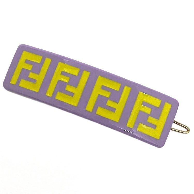 RARE FENDI Kids Hair Clip Barrette Purple Yellow Plastic JFP402 GP S Rank