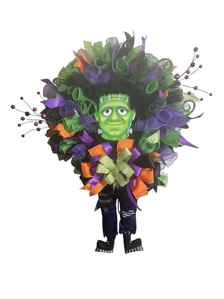 Spooky Halloween Frankenstein Wreath for Your Front Door
