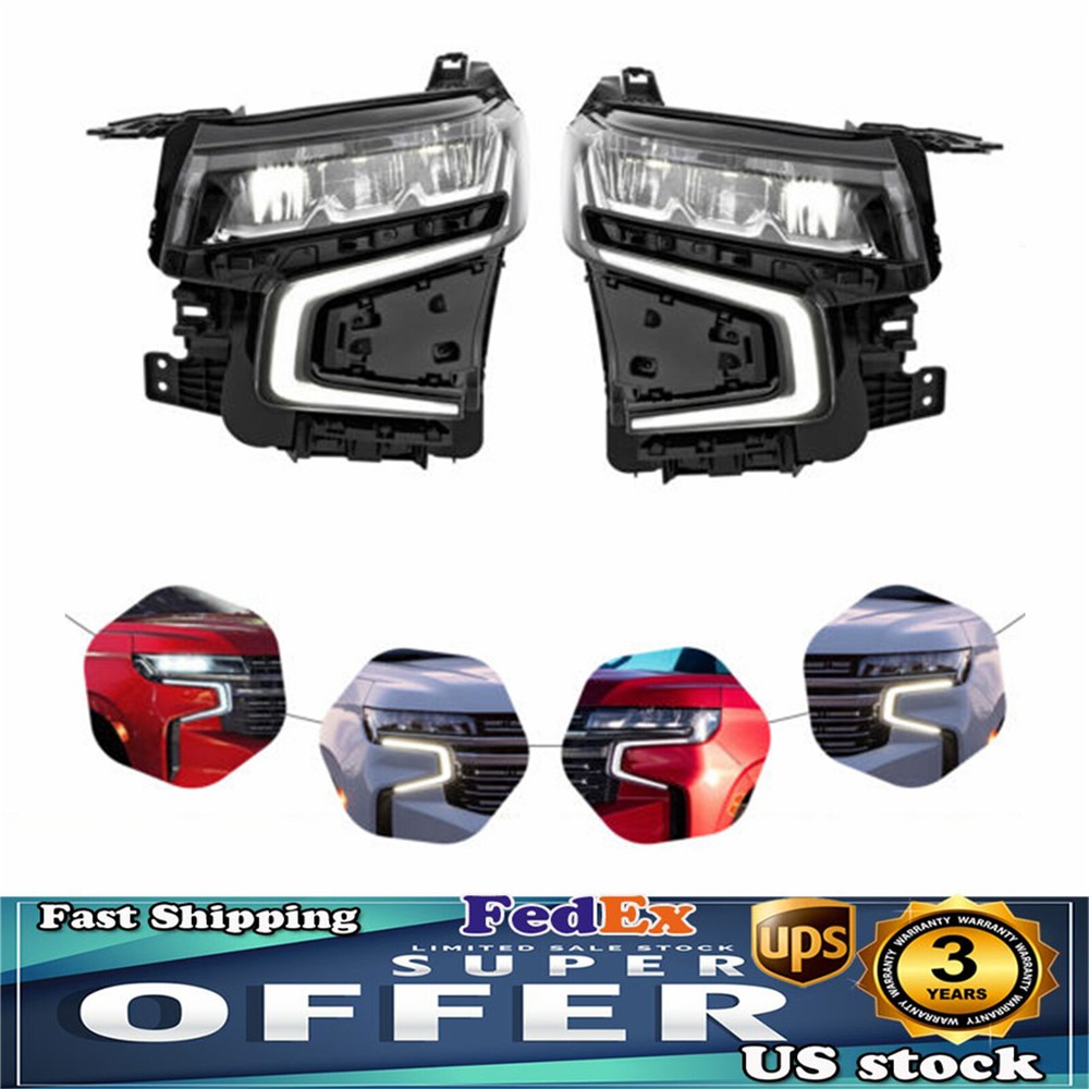 Headlamp For 2021-2023 Chevy Tahoe / Suburban 1 Pair Headlight Front Left Right