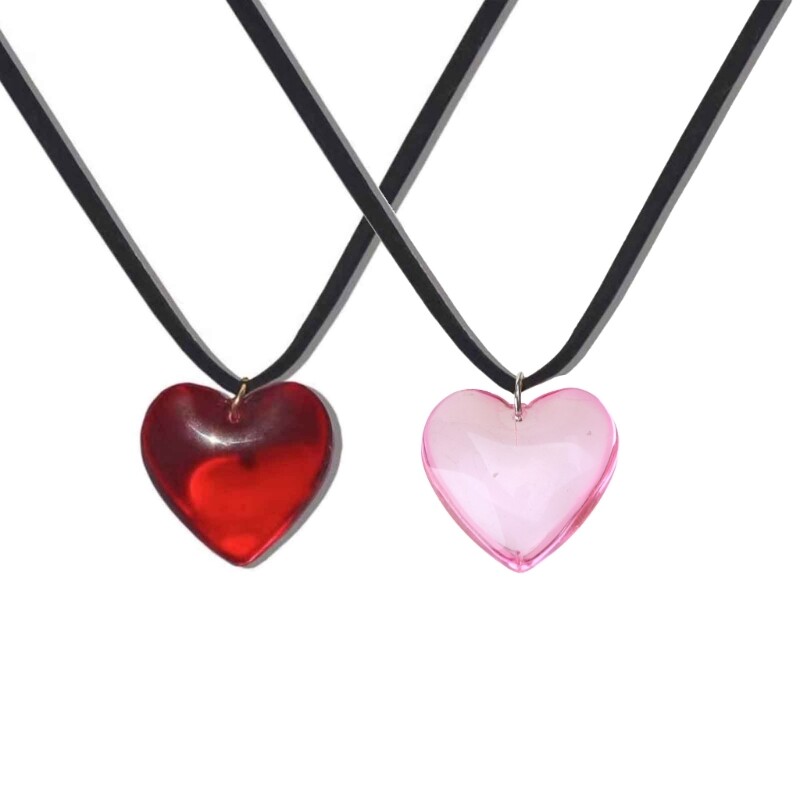 Heart-Shaped Resin Pendant Necklace for Women and Men - Perfect Jewelry Gift