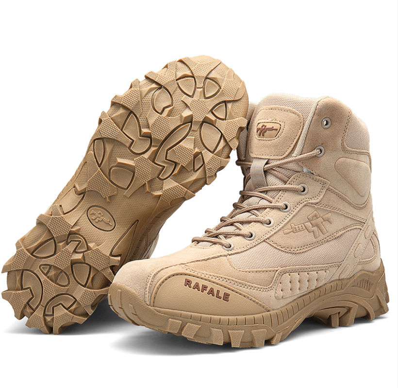 Men's High-Top Combat Desert Ankle Boots with Lace-Up Design