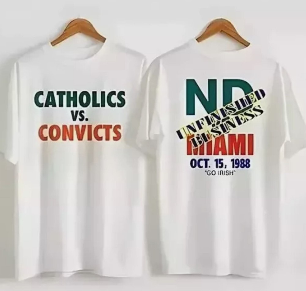 1988 Catholics Vs Convicts Vintage T-Shirt College Football Rivalry