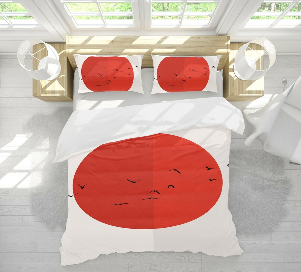 3D Red Sun Bird A028 Bed Pillowcases Quilt Duvet Cover Boris Draschoff Zoe