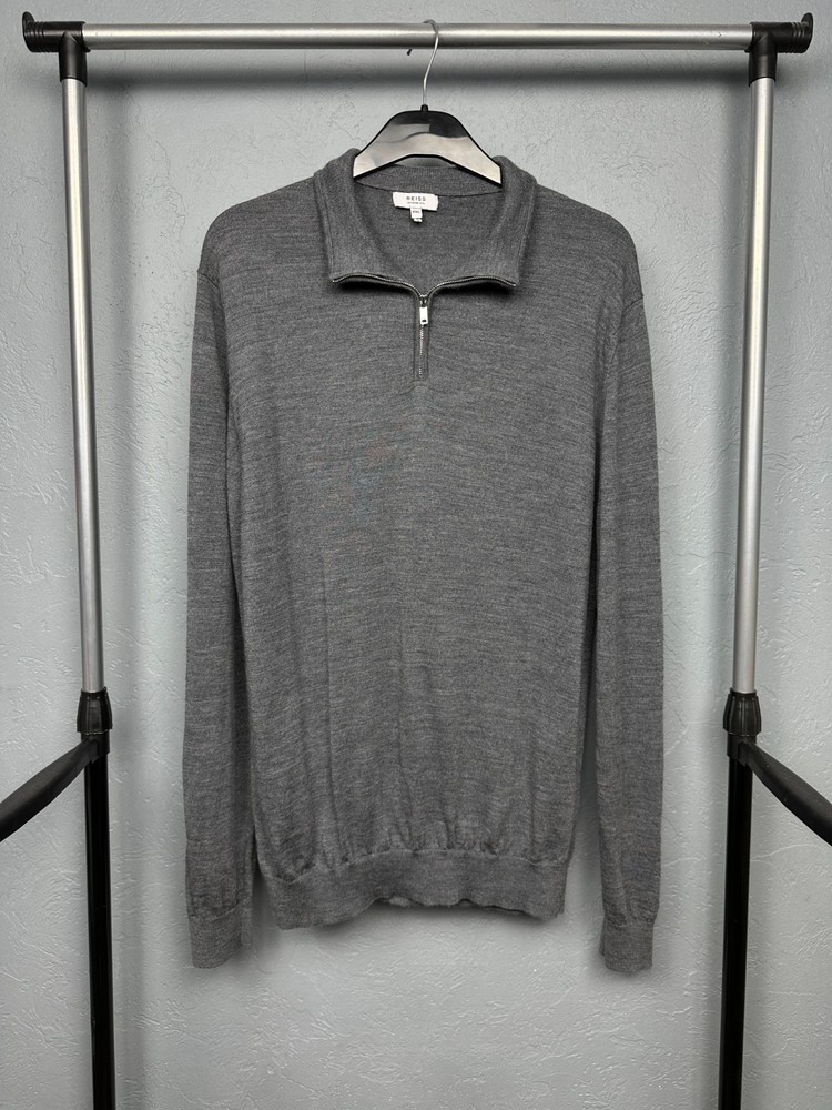 Reiss Mens Merino Wool Quarter 1\4 Zip Sweater Size XXL