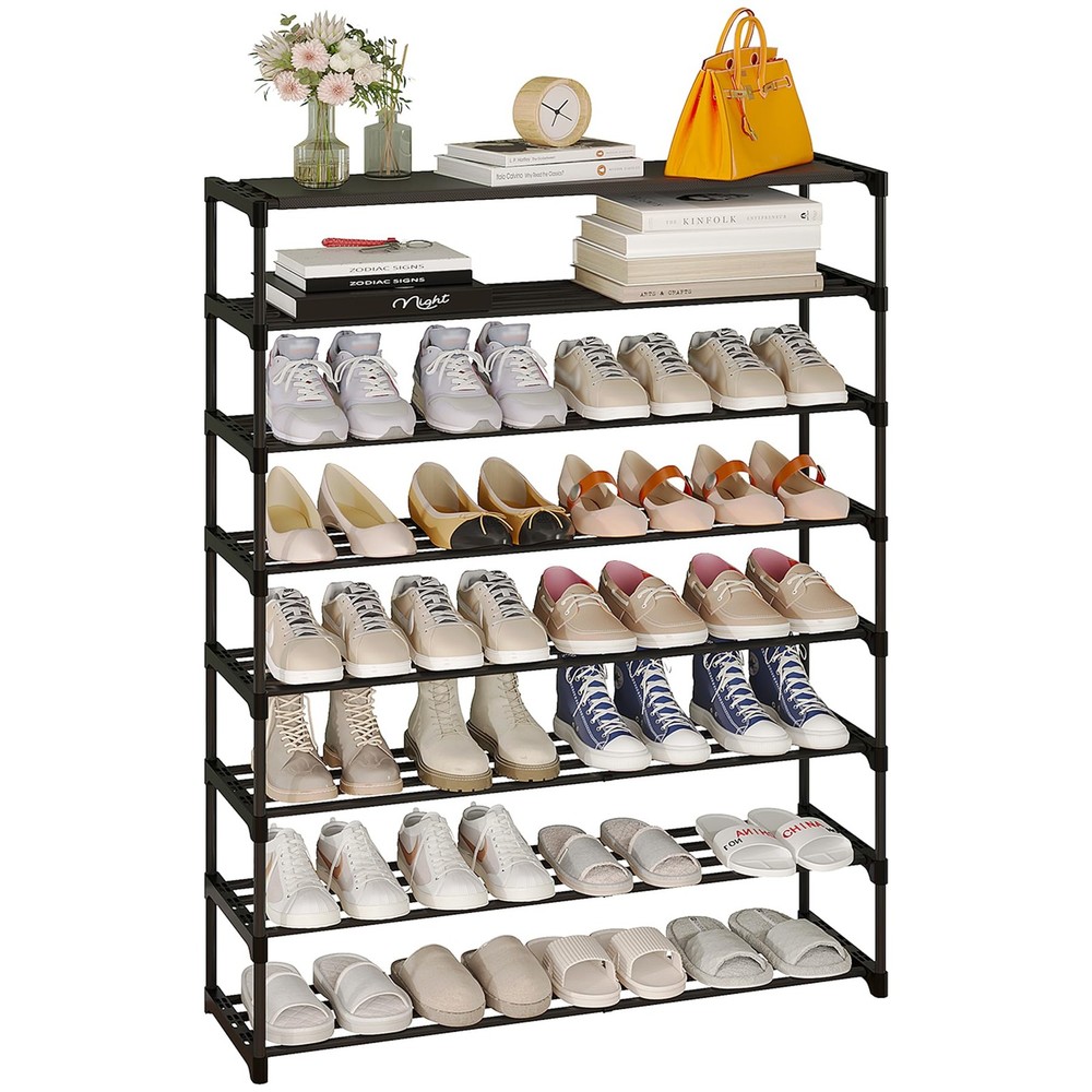 8-Tier Tall Shoe Rack Holds 40 Pairs Space-Saving Stackable Storage Organizer