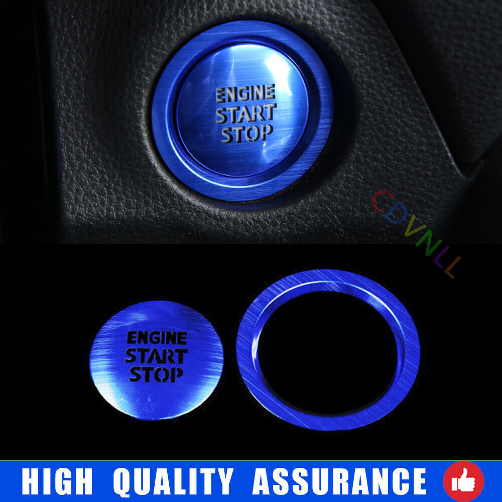 For Toyota RAV4 2019-2023 Blue Aluminum Car One-Click Startup Button Cover Trim