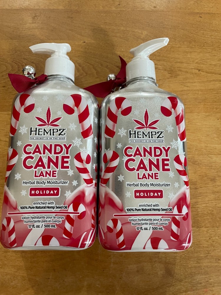 2 Hempz Holiday Candy Cane Lane Herbal Body Moisturizer Lotion 17oz