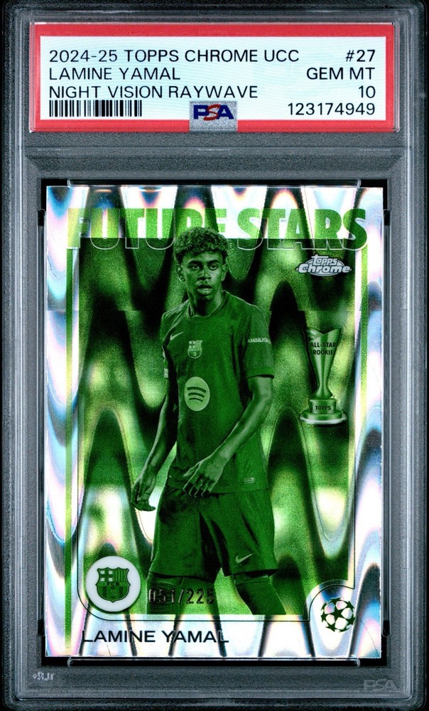 2024-25 TOPPS CHROME UEFA CLUB COMPETITIONS #27 LAMINE YAMAL NIGHT  PSA 10 POP 2