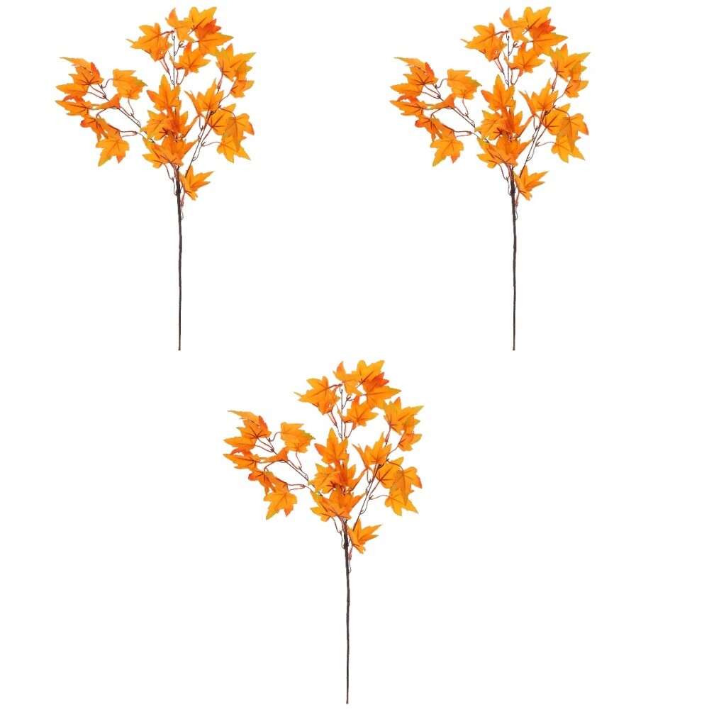 3pcs Maple Leaf Branch Thanksgiving Day Fake Plant Branch Harvest Festival