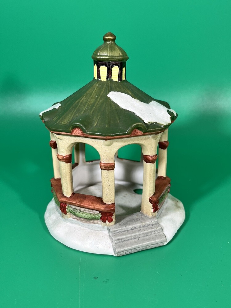 Christmas Village Porcelain Gazebo 5-Inch Tall Unmarked Collectible  