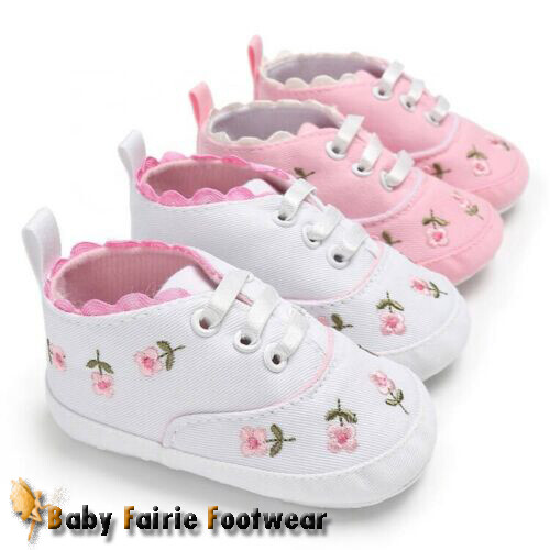 Infant Baby Girl Floral Crib Shoes Soft Sole Anti-slip Sneakers Canvas