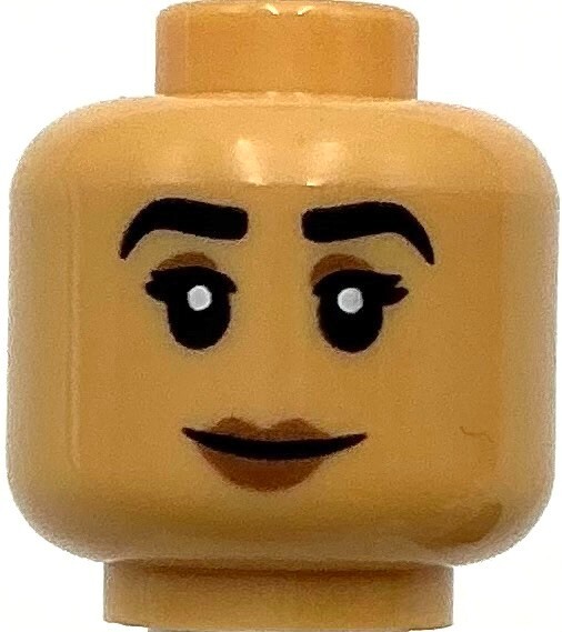 Lego New Medium Tan Minifigure Head Dual Sided Female Brown Eye Shadow Lips Part