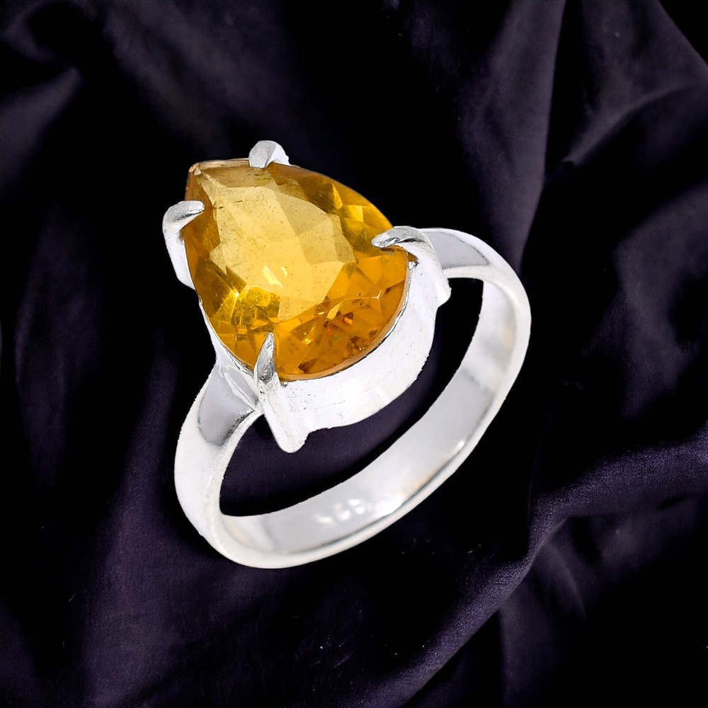 Birthday Gift For Her Natural Citrine Gemstone Cocktail Ring Size 6 925 Silver