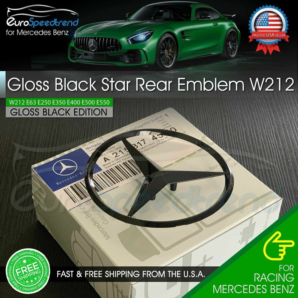 AMG Gloss Black Star Trunk Emblem Rear Lid Badge W212 E63 E350 E400 for Mercedes