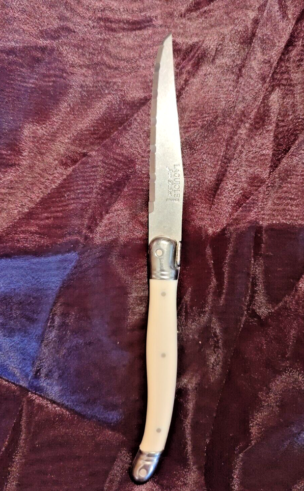 Jean Dubost Laguiole Ivory Steak Knife with Silver Bee Crafted in France